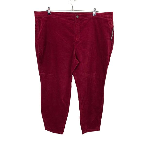 Nic+Zoe Womens Cranberry Velour Flat Front Stretch Comfort Skinny Pants Size 24W